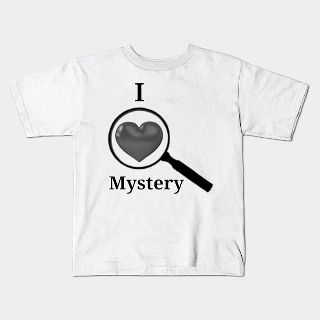 I <3 Mystery Magnifying Glass black and white Kids T-Shirt by Fireflies2344